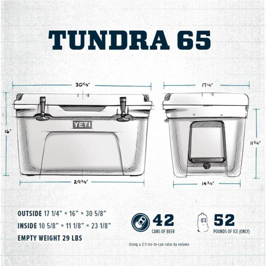 YETI Tundra 65 Quart Cooler - Heavy-Duty, Ice Retention, Outdoor, Adventure, Camping, Fishing - Rotomolded Construction, Bear-Proof Design