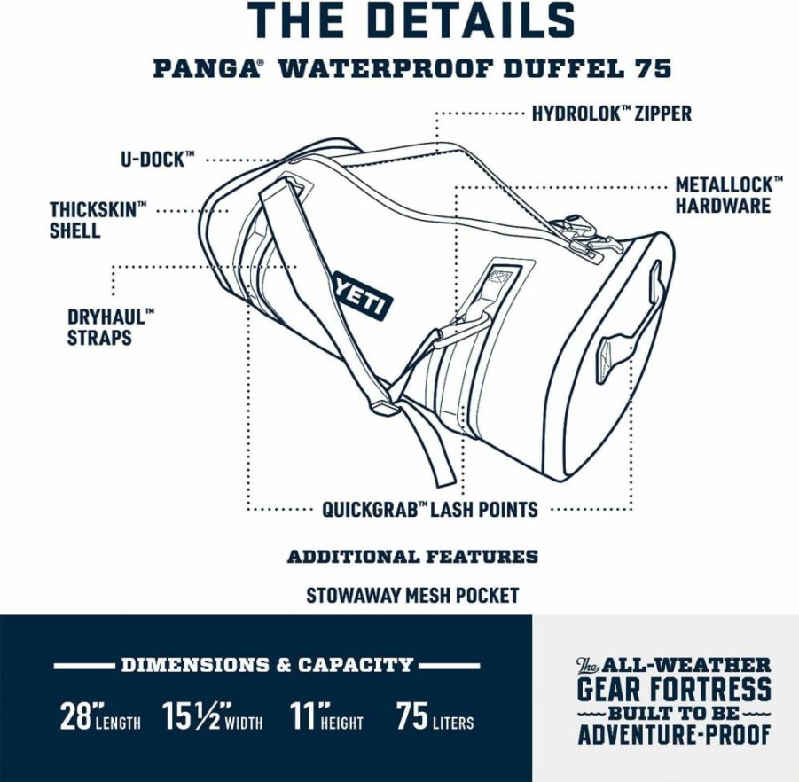 YETI Panga Series Waterproof Dry Duffel Bag - Airtight, Submersible Gear Storage for Travel & Outdoor Adventures