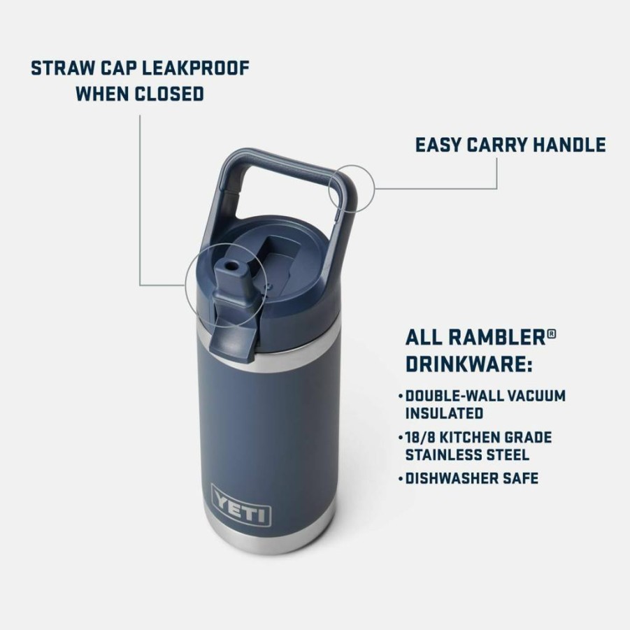 YETI Rambler Jr. 12 Oz Kids Water Bottle with Straw Cap, Insulated Stainless Steel Tumbler for Children