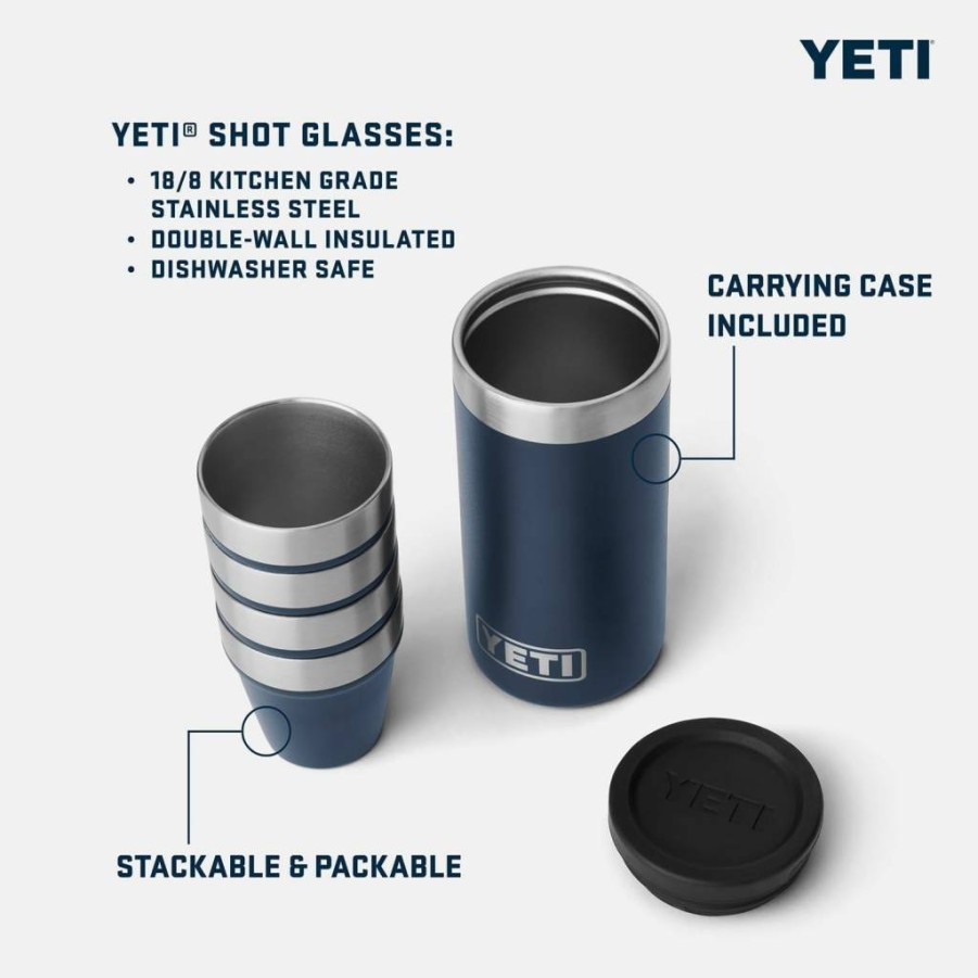 YETI Rambler 4-Pack Shot Glasses with Insulated Carrying Case for Ultimate Portability