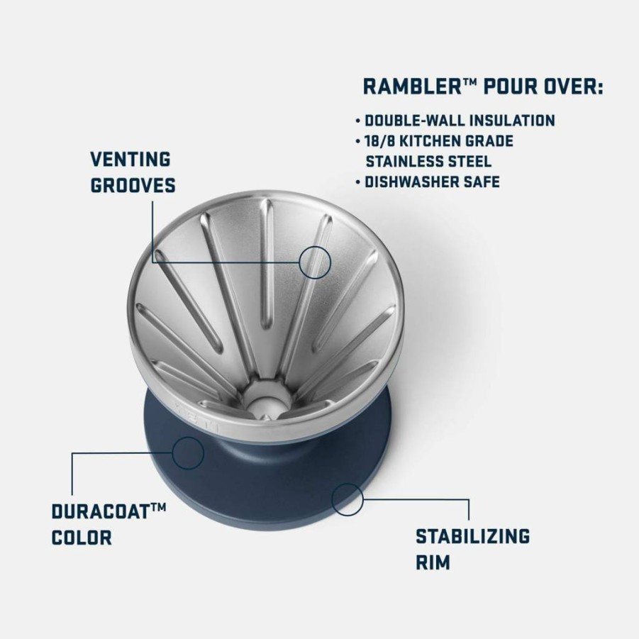YETI Rambler Pour Over Coffee Maker - Stainless Steel Portable Dripper for Perfect Extraction, Compatible with V60 Filters, Black