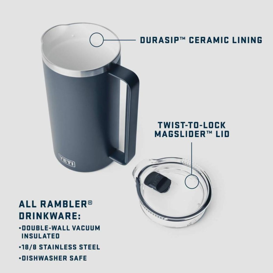 YETI Rambler 64 Oz Insulated Stainless Steel Pitcher with MagSlider Lid, Cape Taupe - Vacuum Sealed, Leak Proof, BPA Free