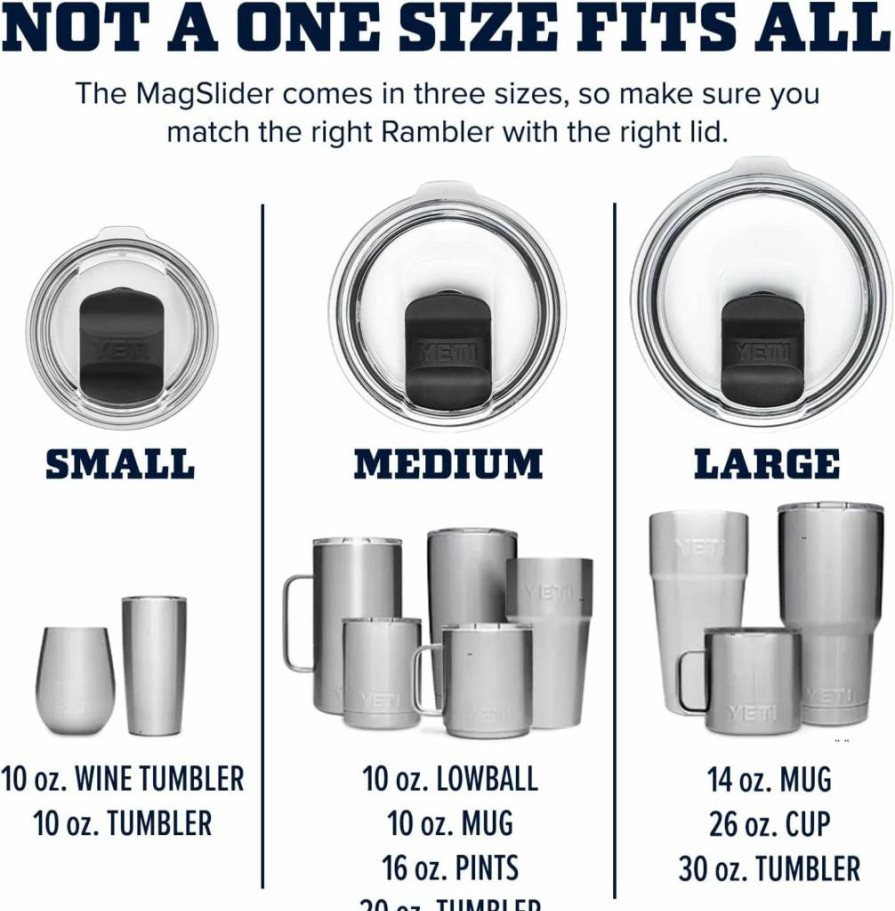 YETI Magslider Lid for 10 oz Lowball & 20 oz Tumbler - Secure Magnetic Cover for YETI Drinkware