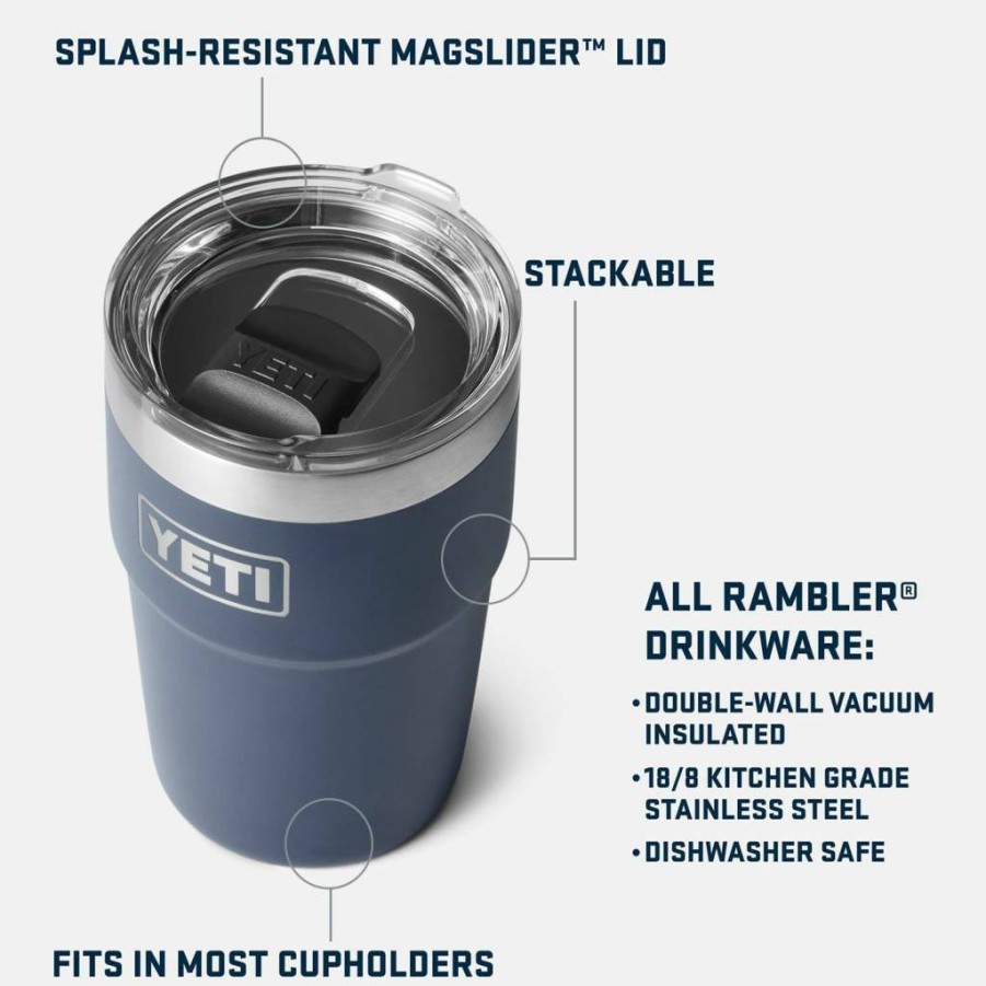 YETI Rambler 16 Oz Stainless Steel Tumbler with MagSlider Lid - Vacuum Insulated, Stackable, Leak-Proof Cup for Hot & Cold Drinks