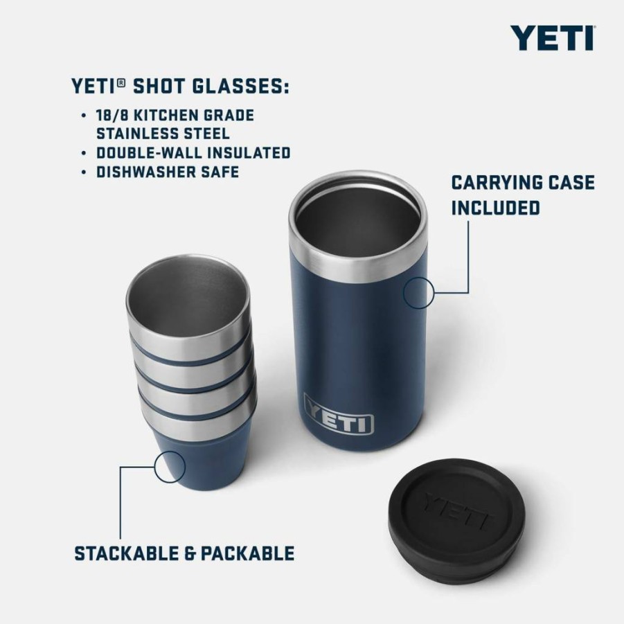 YETI Rambler 4-Pack Shot Glasses with Durable Carrying Case for Travel & Outdoor Adventures