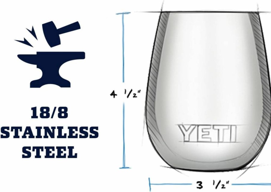 YETI Rambler 10 Oz Stainless Steel Wine Tumbler with MagSlider Lid - Vacuum Insulated, Leak-Proof, Double-Wall Insulation for Hot & Cold Drinks