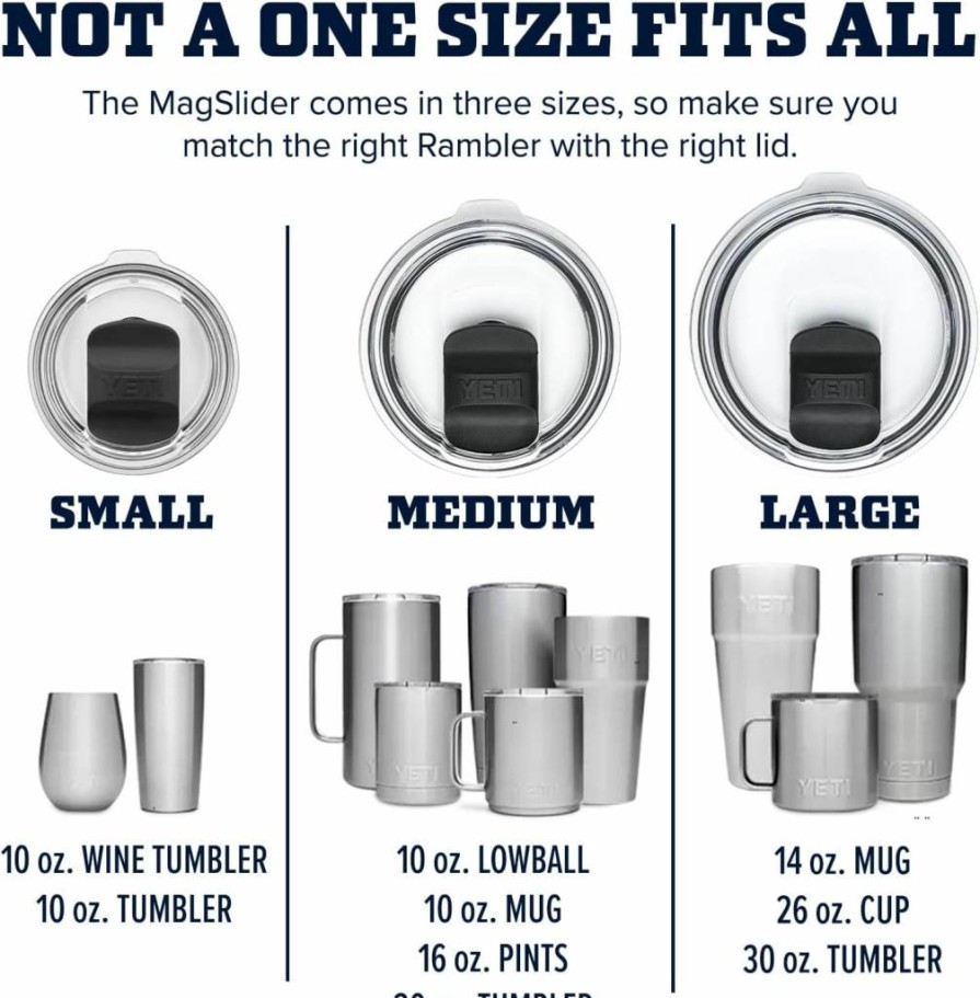YETI MagSlider Lid - Compatible with 30 oz Rambler Tumbler and 14 oz Mug, Leak-Proof Slide Cover