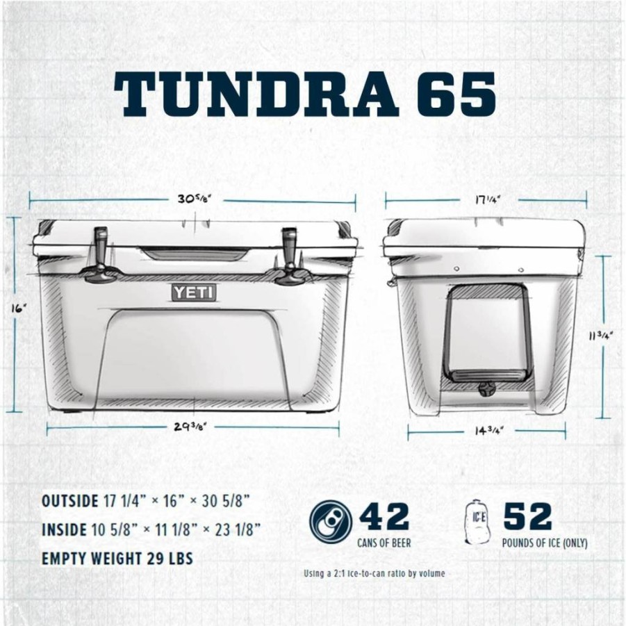 YETI Tundra 65 Quart Cooler - Heavy-Duty, Ice Retention, Outdoor, Adventure, Fishing, Camping - Rotomolded, Bear-Proof, Portable - Yeti Coolers for Maximum Durability & Performance