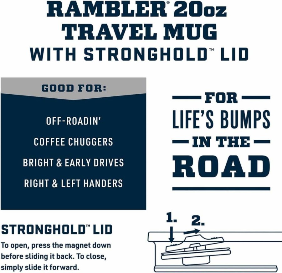 YETI Rambler 20oz Stainless Steel Vacuum Insulated Travel Mug with Stronghold Lid - Leak-Proof, Double-Wall Insulation