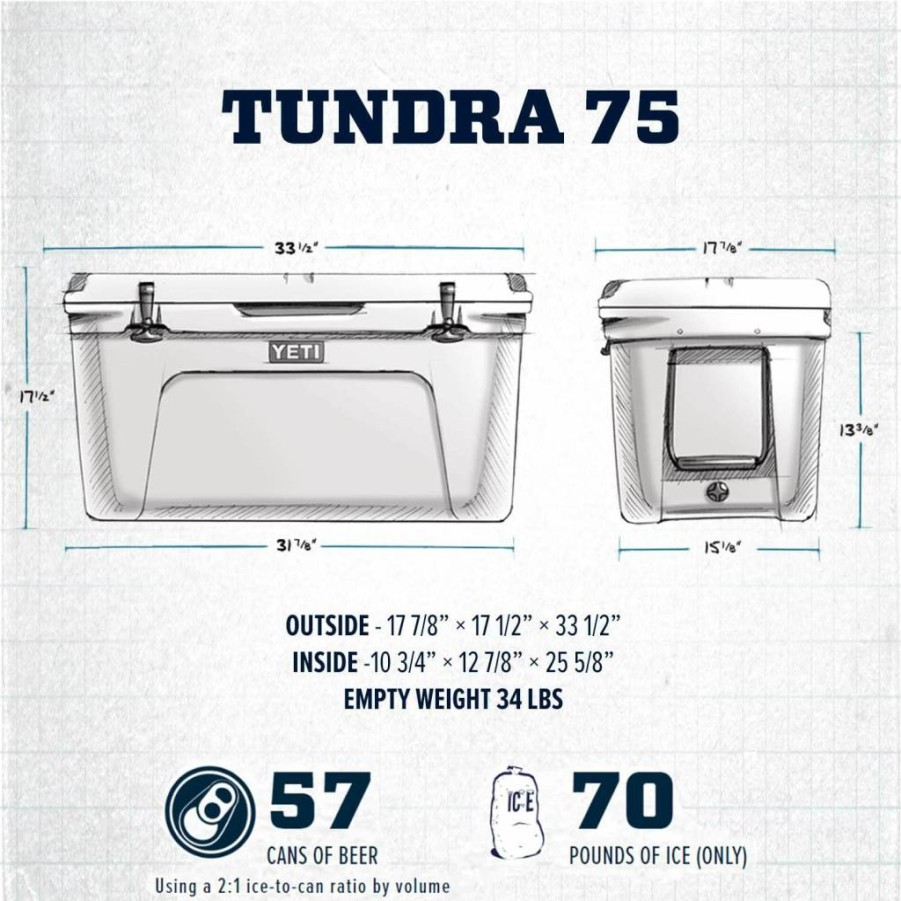 YETI Tundra 75 Quart Cooler - Heavy-Duty, Ice Retention, Outdoor, Adventure, Fishing, Camping