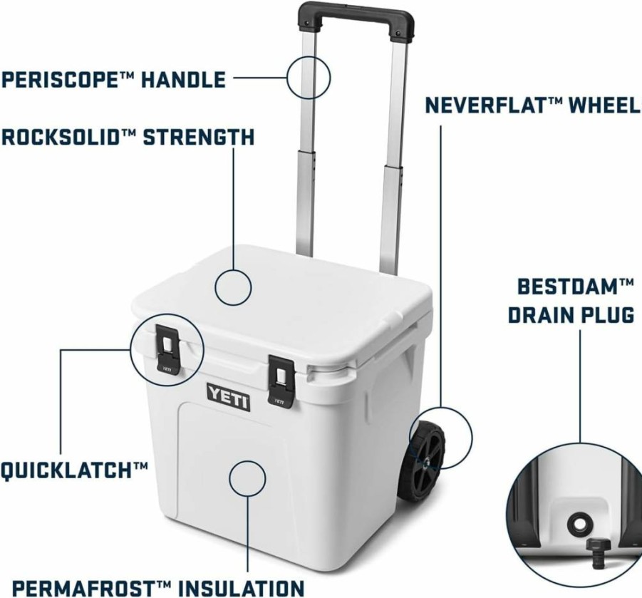 YETI Roadie 48 Wheeled Cooler with Retractable Handle - Heavy-Duty Rolling Cooler for Outdoor Adventures