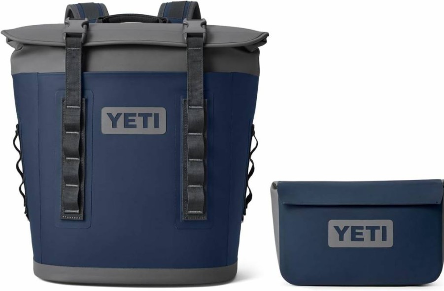 YETI Hopper M12 Soft Cooler Backpack with 3L Sidekick - Portable Insulated Navy Cooler for Outdoor Adventures