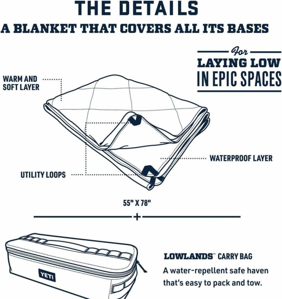 YETI Lowlands Outdoor Blanket - Durable Multi-Use Travel Blanket with Carry Bag for Camping, Picnics & Beach