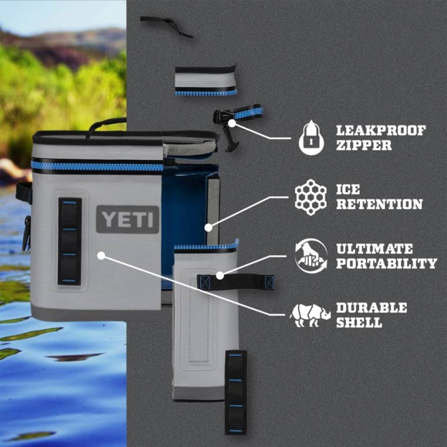 YETI Hopper Flip 8 Portable Soft Cooler with Thin Ice Pack, Navy Blue – Insulated, Leakproof Backpack Cooler for Outdoor Adventures