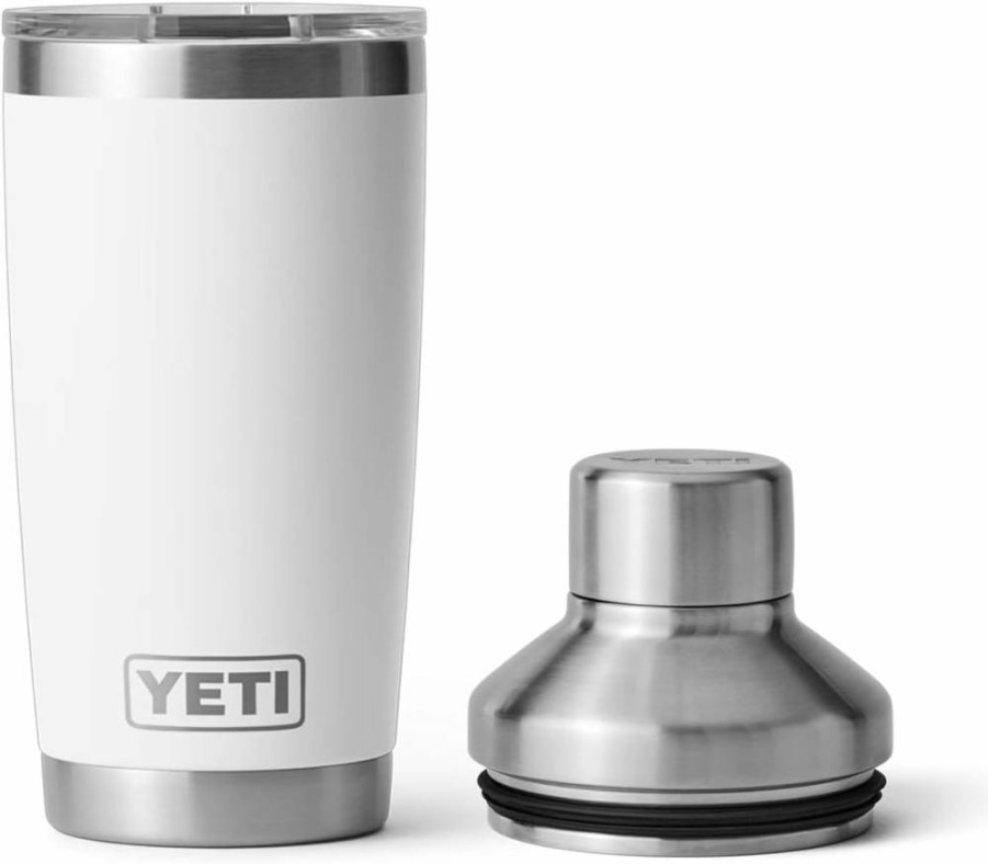 YETI 20 Oz Rambler Tumbler with Cocktail Shaker Lid - Insulated Stainless Steel Travel Mug, White