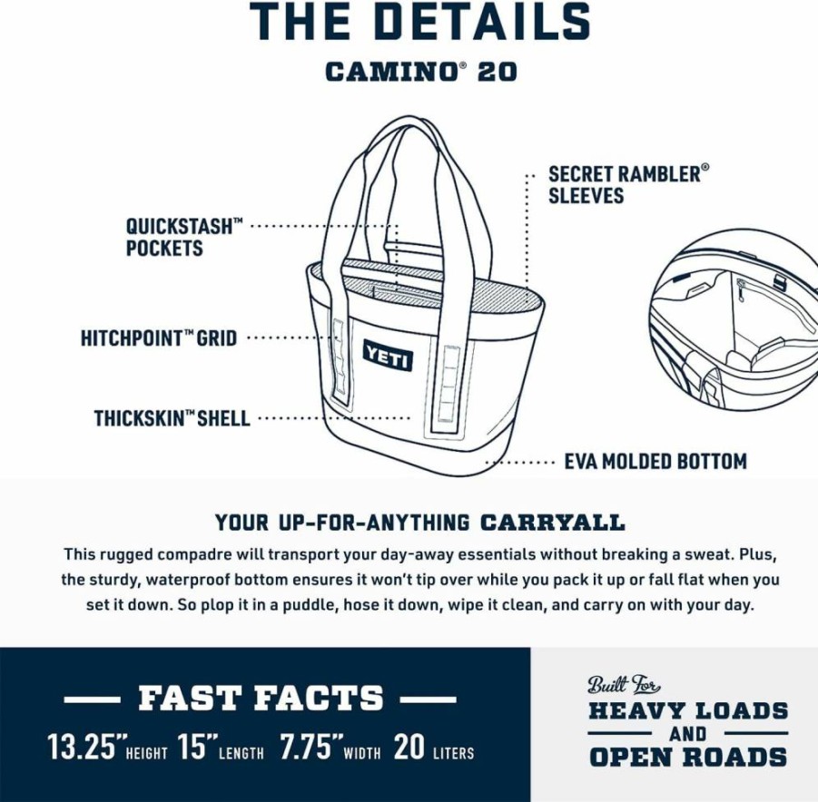 YETI Camino 20 Carryall Waterproof Utility Bag with Internal Dividers for Organization and Durability