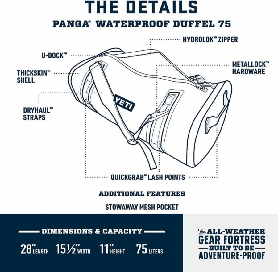YETI Panga Series Waterproof Dry Duffel Bag - Airtight, Submersible Gear Storage for Travel & Outdoor Adventures