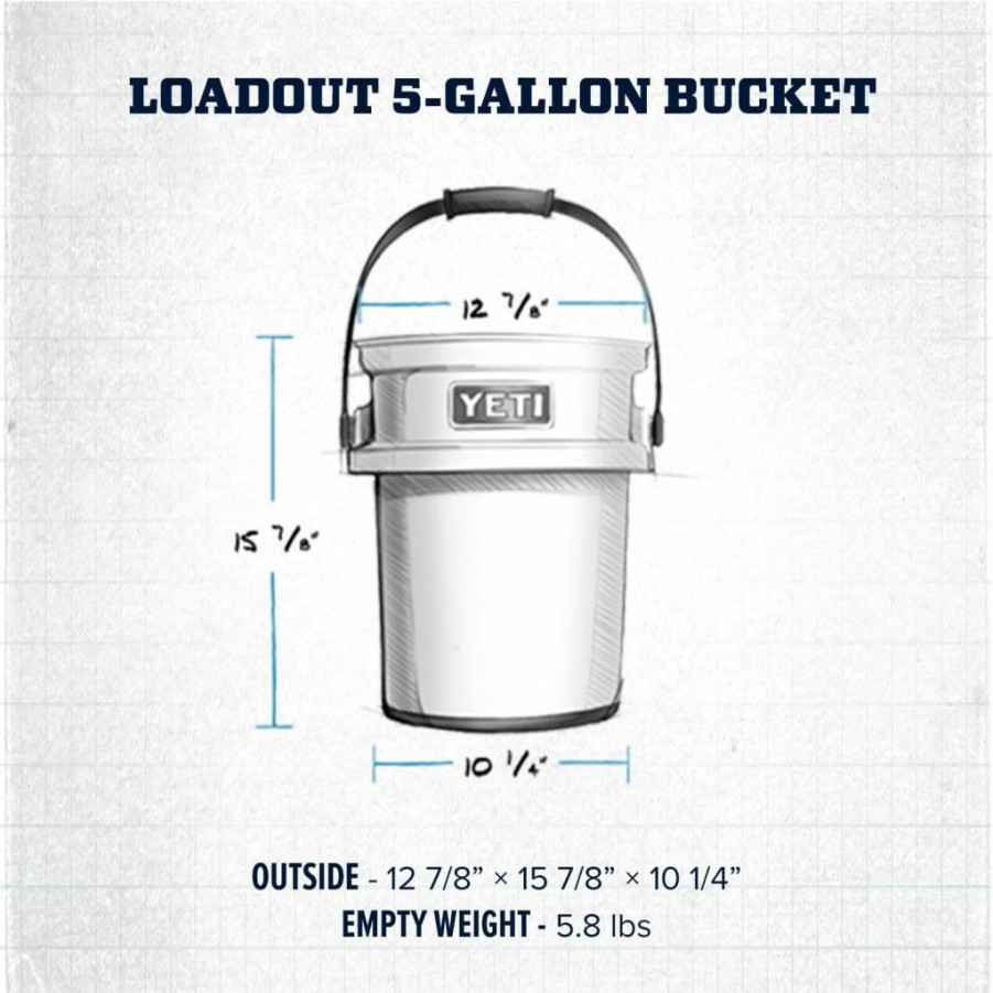 YETI LoadOut Go 5-Gallon Heavy-Duty Fishing & Utility Bucket - Impact-Resistant, Portable Storage for Gear & Tools