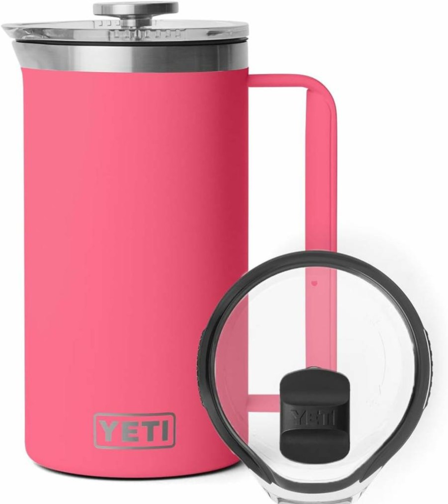 YETI Rambler 34 Oz French Press with MagSlider Lid, Insulated Stainless Steel Coffee Maker, Tropical Pink