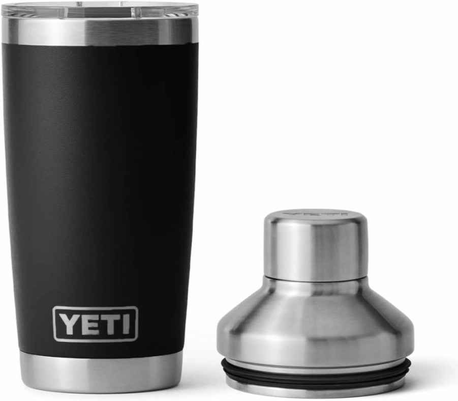 YETI Rambler 20 oz Tumbler with Cocktail Shaker Lid - Insulated Stainless Steel Travel Mug, Black