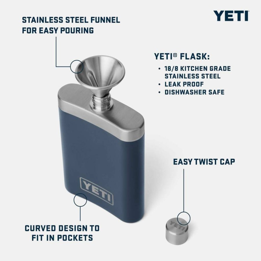 YETI Rambler 7 Oz Stainless Steel Flask with Leak-Proof Lid and Funnel Set for Outdoor Adventures