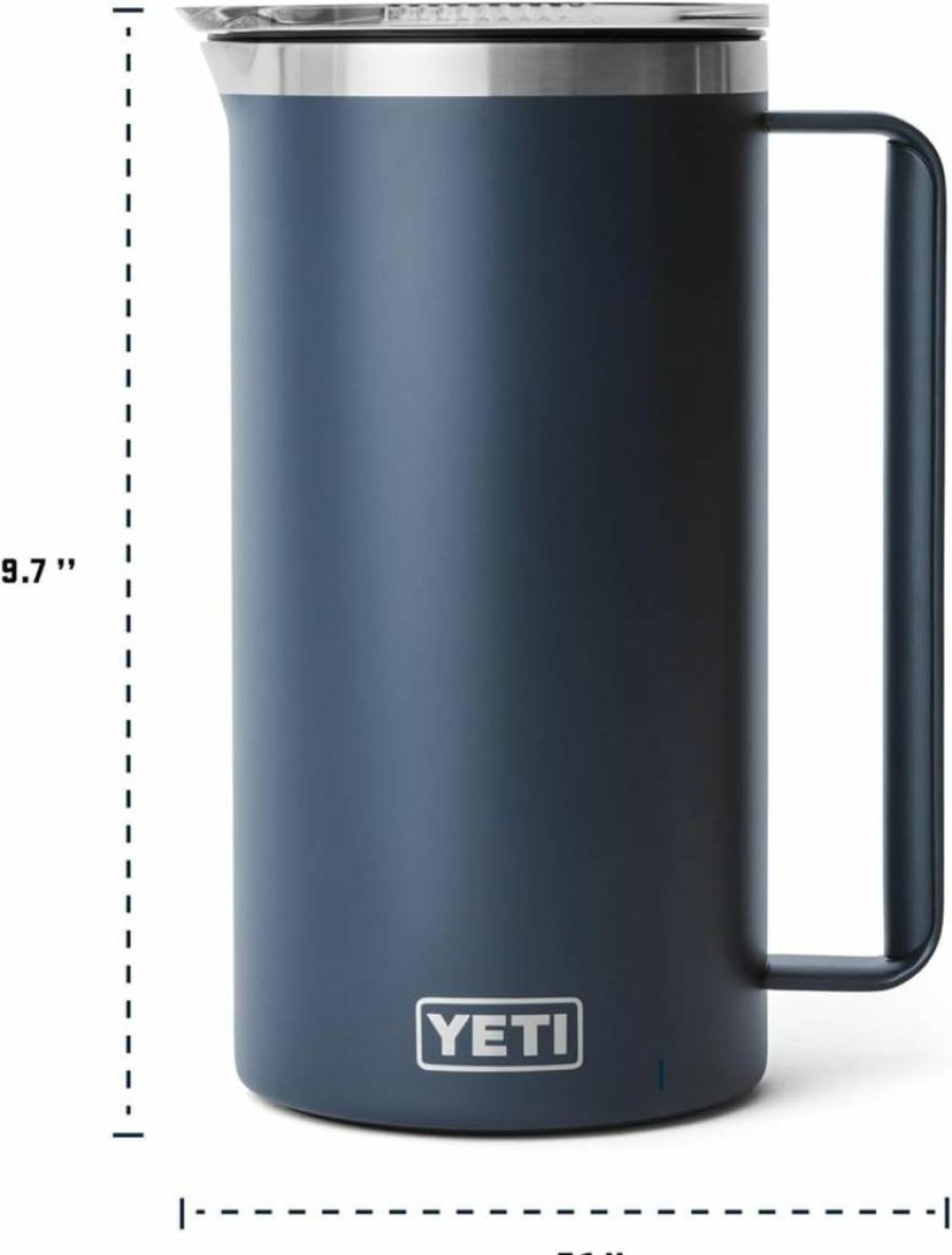 YETI Rambler 34 Oz Insulated Stainless Steel Pitcher with MagSlider Lid - Navy Blue, Leak-Proof, BPA-Free, Outdoor Drinkware for Home & Camping