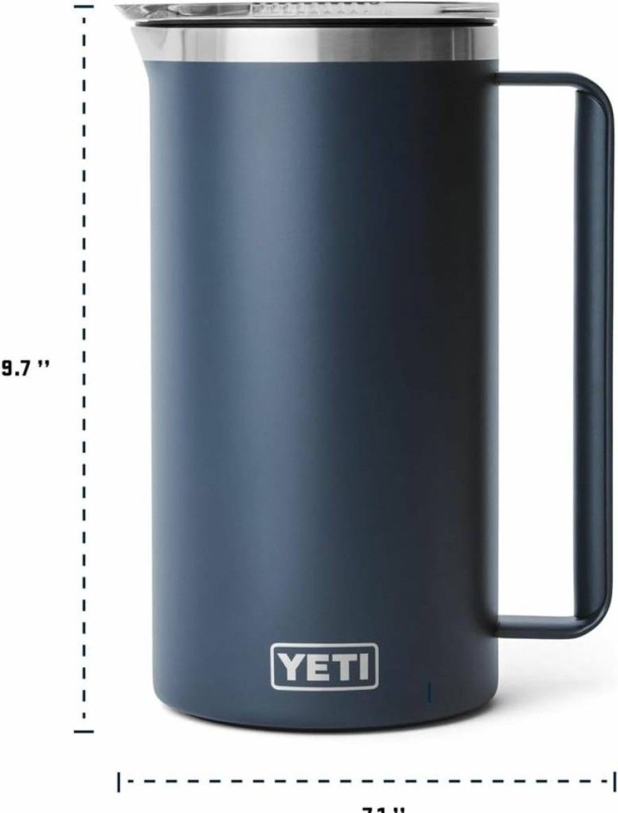 YETI Rambler 34 Oz Insulated Stainless Steel Pitcher with MagSlider Lid - Navy Blue, Leak-Proof, BPA-Free, Outdoor Drinkware for Home & Camping