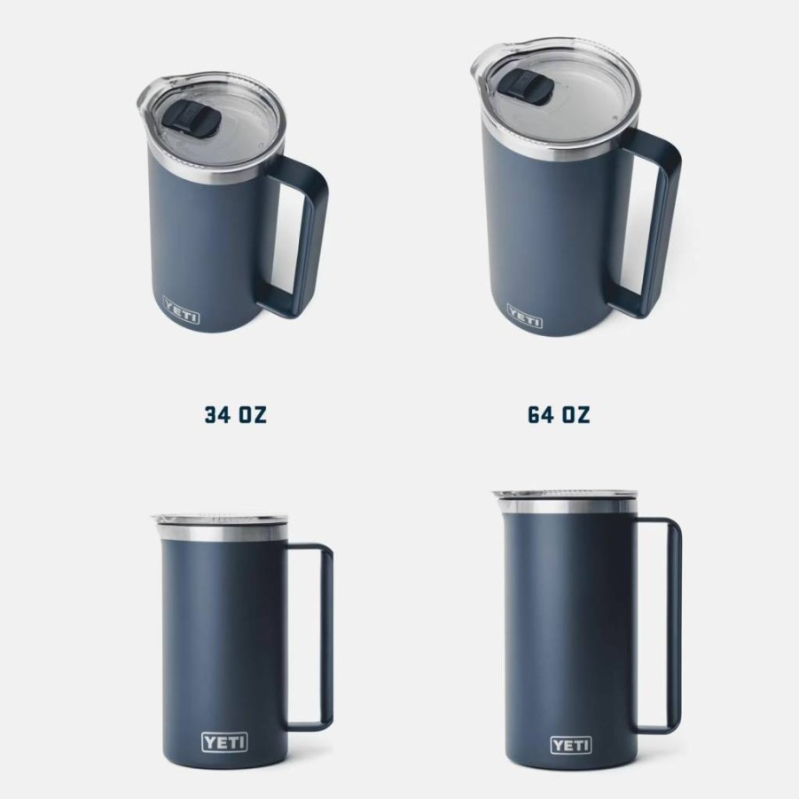 YETI Rambler 34 Oz Insulated Stainless Steel Pitcher with MagSlider Lid - Navy Blue, Leak-Proof, BPA-Free, Outdoor Drinkware for Home & Camping