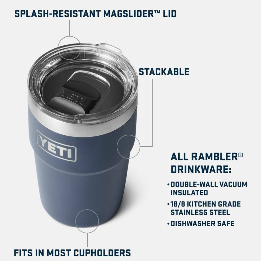 YETI Rambler 16 Oz Stainless Steel Tumbler with MagSlider Lid - Vacuum Insulated, Stackable, Leak-Proof Cup for Hot & Cold Drinks