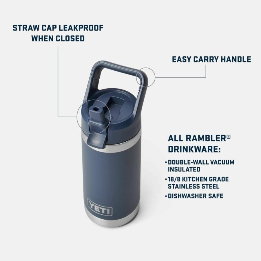 YETI Rambler Jr. 12 Oz Kids Water Bottle with Straw Cap - Insulated Stainless Steel