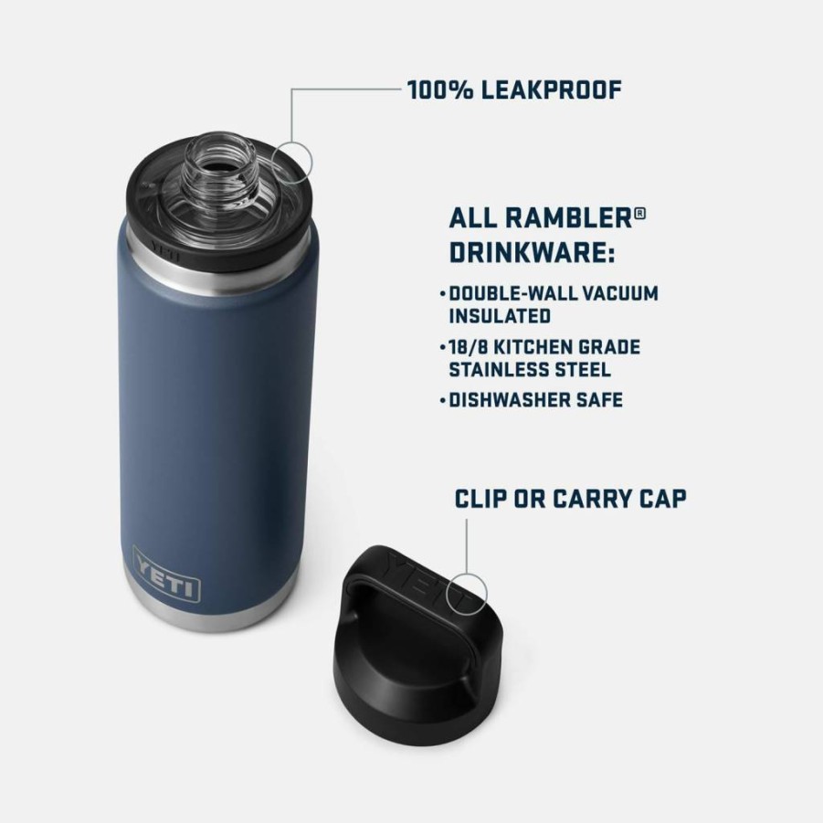 YETI Rambler 26 Oz Stainless Steel Water Bottle with Chug Cap - Vacuum Insulated, Leakproof, BPA-Free