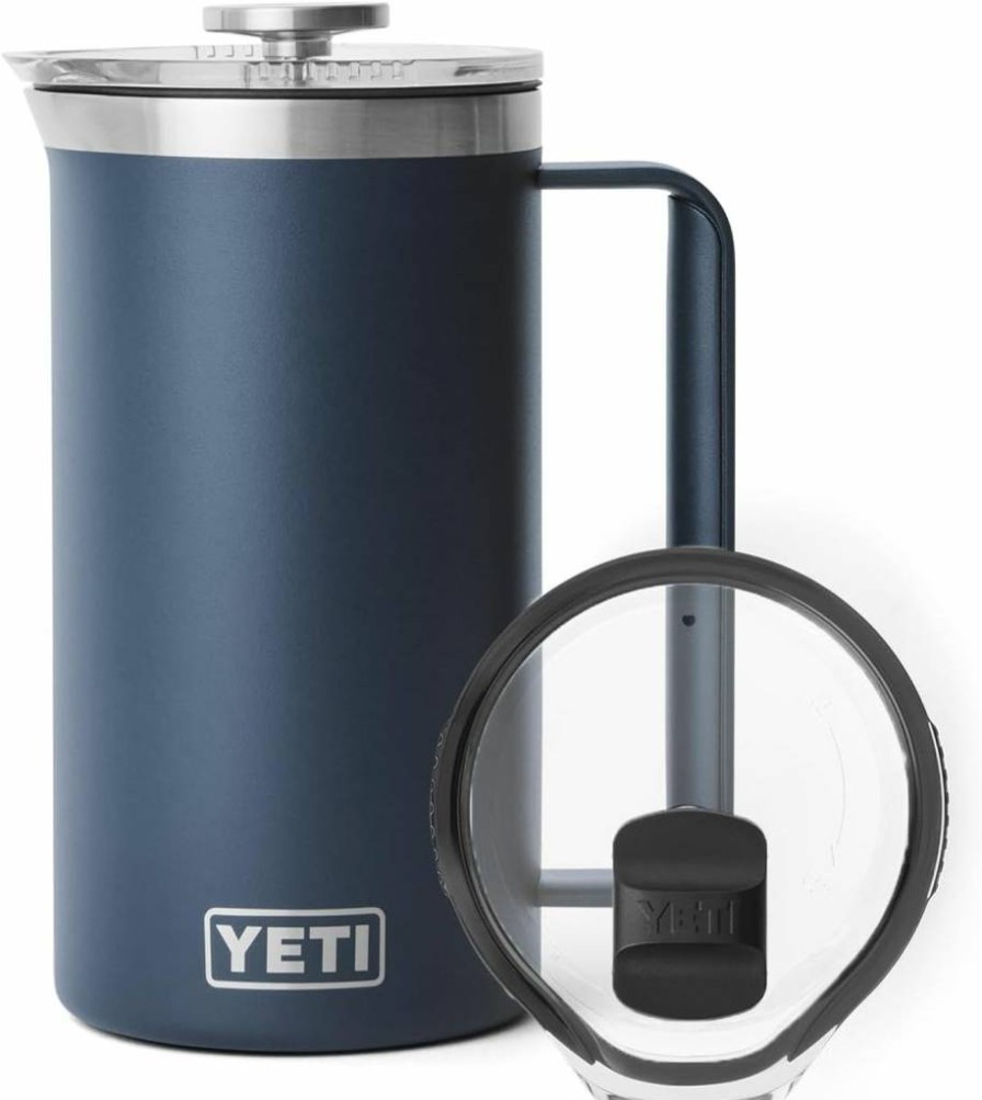 YETI Rambler 34 Oz French Press with MagSlider Lid - Insulated Stainless Steel Coffee Maker, Navy
