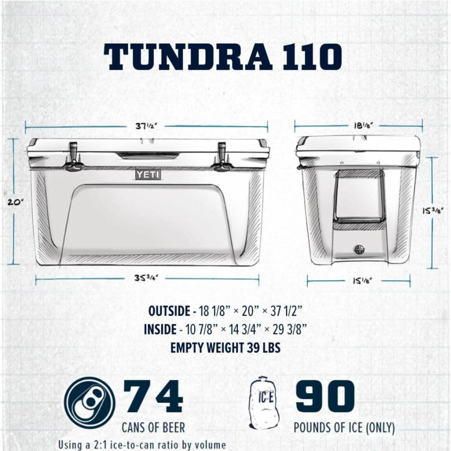 YETI Tundra 110 Quart Hard Cooler - Heavy-Duty, Ice Retention, Outdoor Adventure Cooler