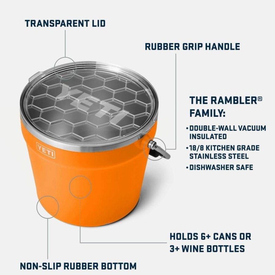 YETI Insulated Beverage and Ice Bucket - Holds 6 Beer Bottles or 3 Wine Bottles, Portable Cooler for Drinks