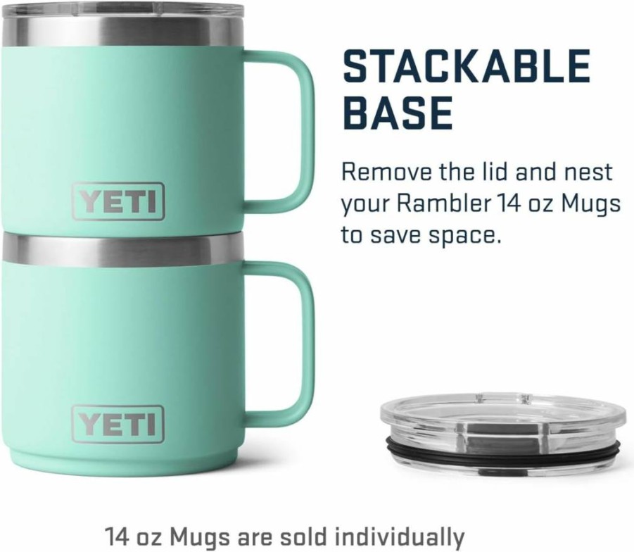 YETI Rambler 14 Oz Stainless Steel Stackable Travel Mug with MagSlider Lid - Vacuum Insulated, Leak-Proof, Durable Camping & Coffee Cup