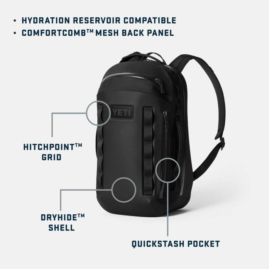 YETI Cayo 25L Backpack - Waterproof Durable Daypack for Outdoor Adventures, Travel & Work - Black Utility Pack