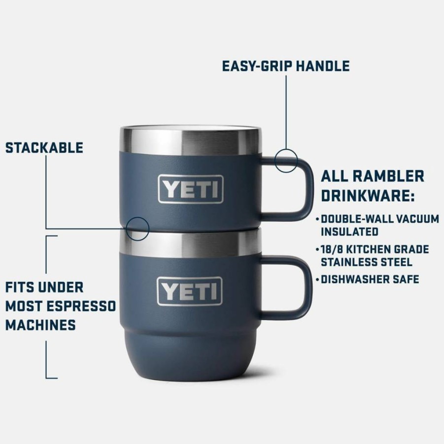 YETI Rambler 6 Oz Stainless Steel Vacuum Insulated Stackable Coffee Mug - 2 Pack, Double-Wall Insulation for Hot & Cold Drinks
