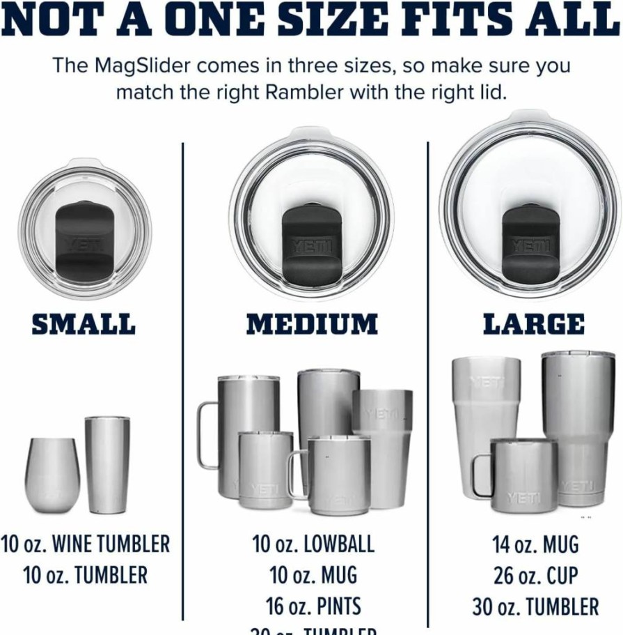 YETI Rambler 10 Oz Wine Tumbler Lid with MagSlider Cover - Leak-Proof Plastic Replacement Top