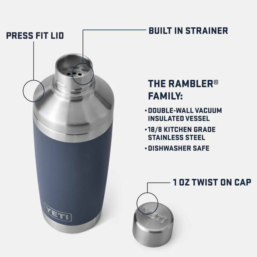 YETI Rambler 20 Oz Stainless Steel Vacuum Insulated Cocktail Shaker - Cape Taupe, Leak Proof Barware for Mixing Drinks