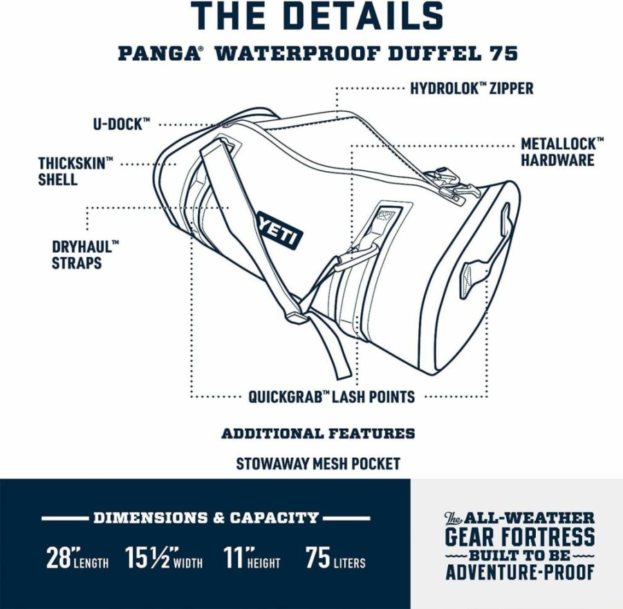 YETI Panga Waterproof Dry Duffel Bag - Airtight, Submersible Gear Bag for Travel & Outdoor Adventures
