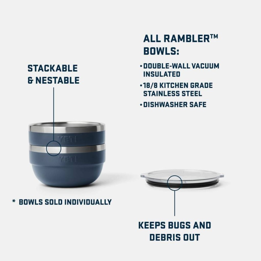 YETI Rambler 4.5 Quart Vacuum Insulated Stainless Steel Bowl with Lid, Stackable, Nestable, Navy – Outdoor Dining & Camping Essentials