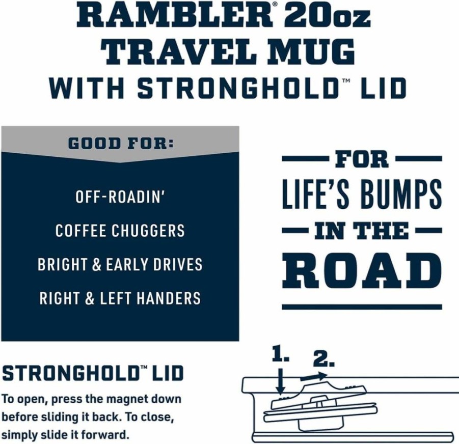 YETI Rambler 20oz Stainless Steel Vacuum Insulated Travel Mug with Stronghold Lid - Leak-Proof, Double-Wall Insulation