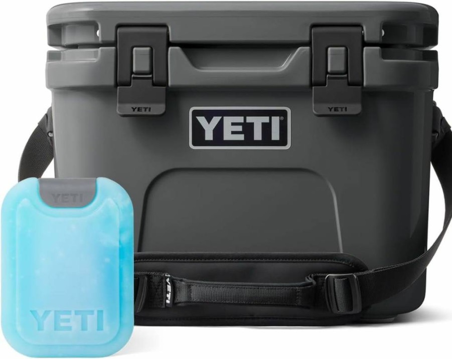 YETI Roadie 15 Hard Cooler with Thin Ice Packs, Charcoal - Portable, Durable, High-Performance Cooler for Outdoor Adventures