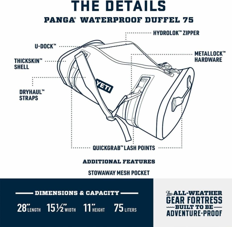 YETI Panga Waterproof Dry Duffel Bag - Airtight, Submersible Gear Storage for Travel & Outdoor Adventures
