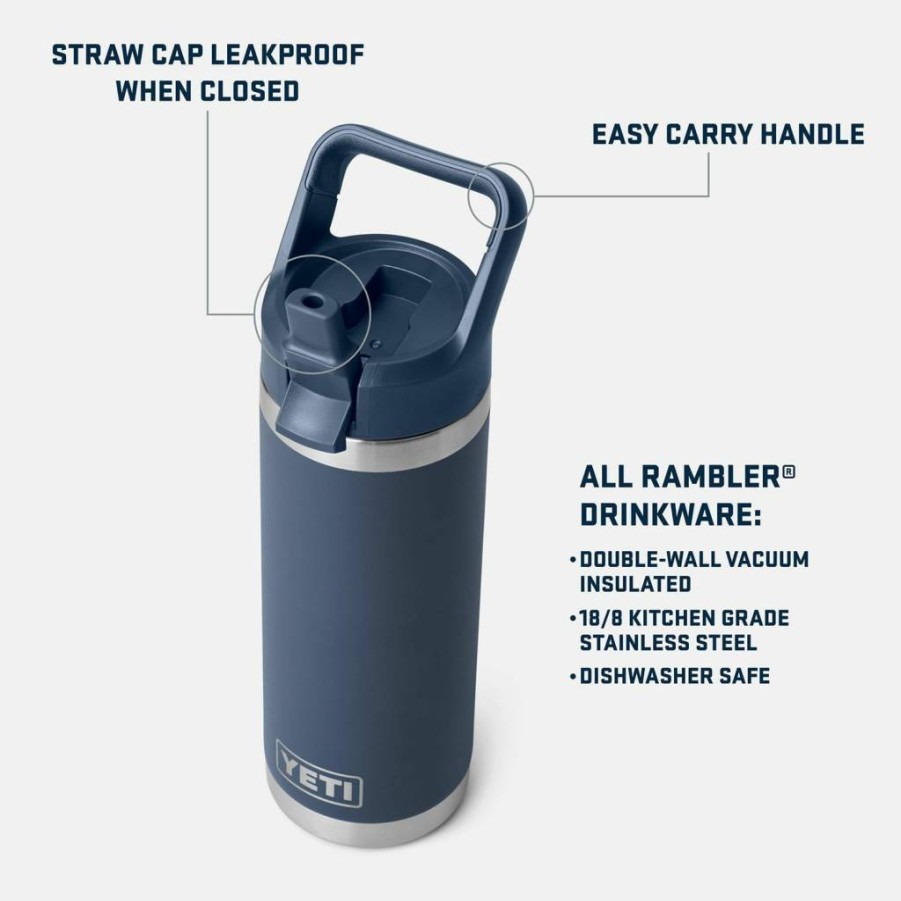 YETI Rambler 18 Oz Vacuum Insulated Stainless Steel Water Bottle with Straw Cap, Sandstone Pink