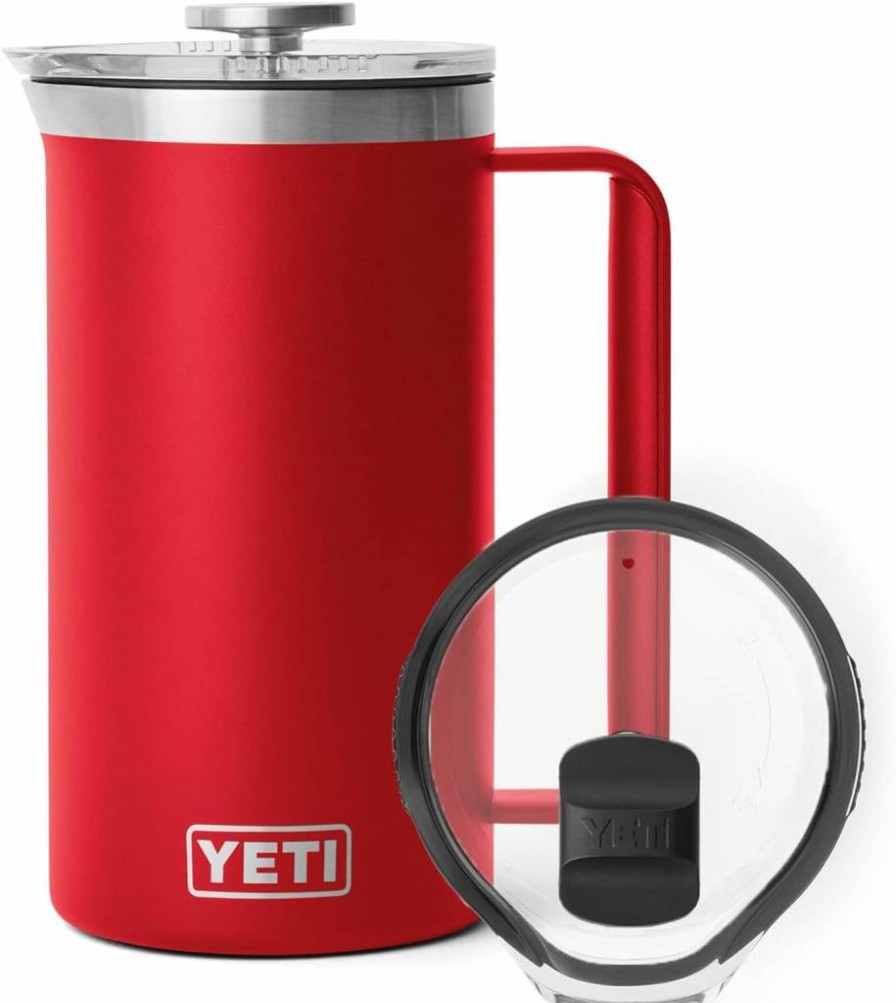 YETI Rambler 34 Oz French Press with MagSlider Lid, Insulated Stainless Steel Coffee Maker, Rescue Red
