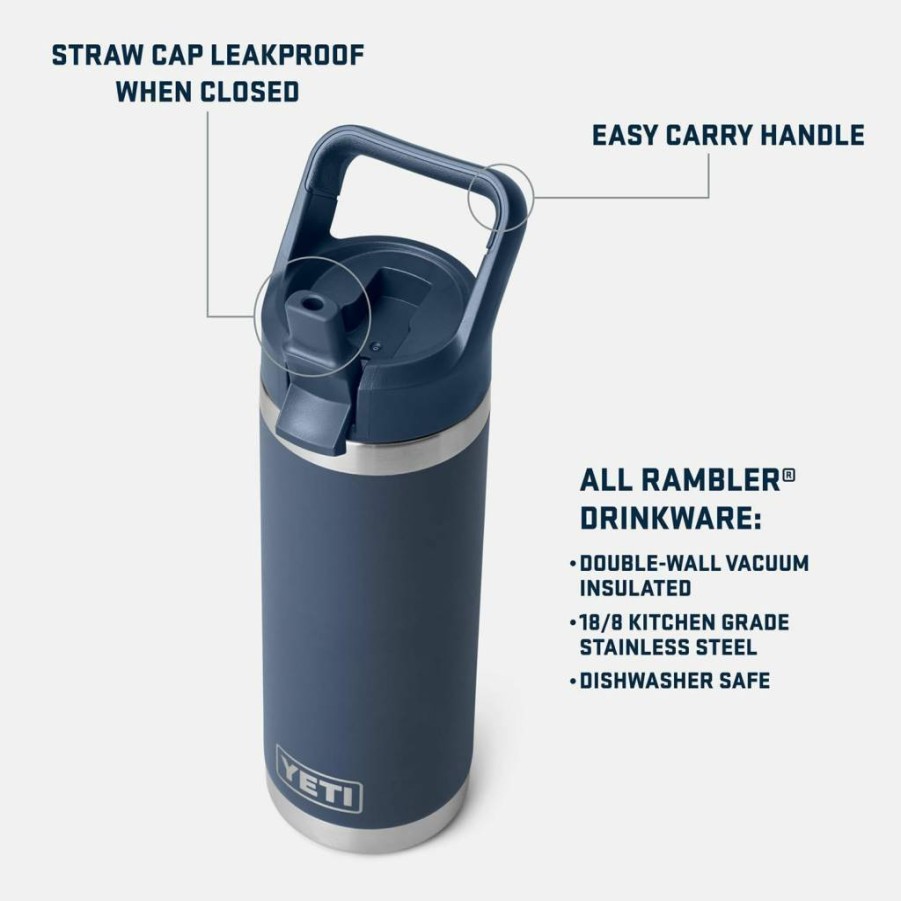 YETI Rambler 18 Oz Stainless Steel Water Bottle with Straw Cap, Vacuum Insulated, Leakproof, Ultramarine Violet - Outdoor Travel Mug
