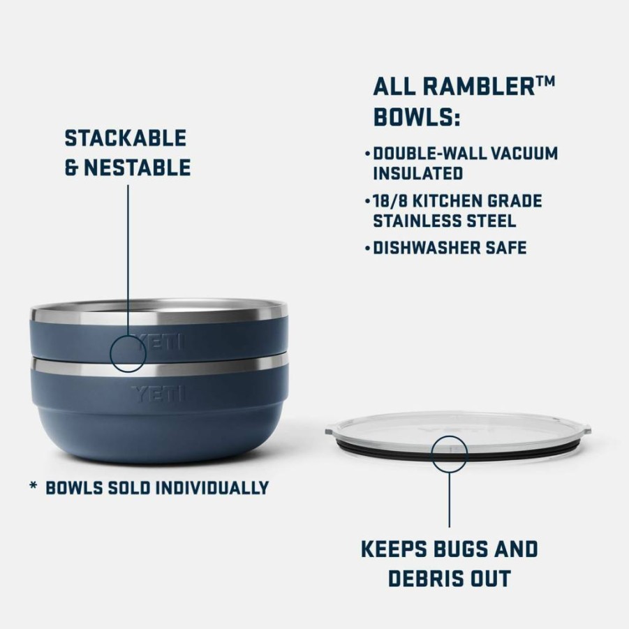 YETI Rambler 0.7 Quart Vacuum Insulated Stainless Steel Bowl with Lid - Stackable, Nestable, Papaya Color